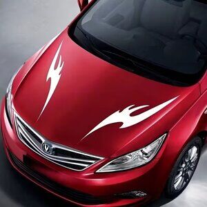 #599 2pcs flame totem car sticker, front hood decoration sticker, creative decal